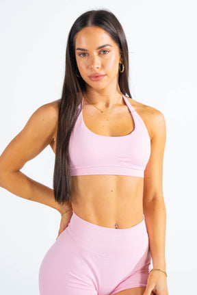 Club Athletica Flex Seamless Halter Sports Bra Light Pink