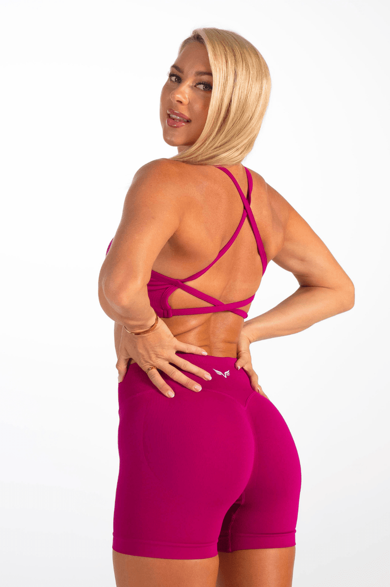 Club Athletica Flex Open Back Strappy Crop Raspberry