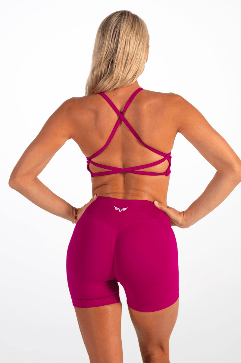 Club Athletica Flex Open Back Strappy Crop Raspberry
