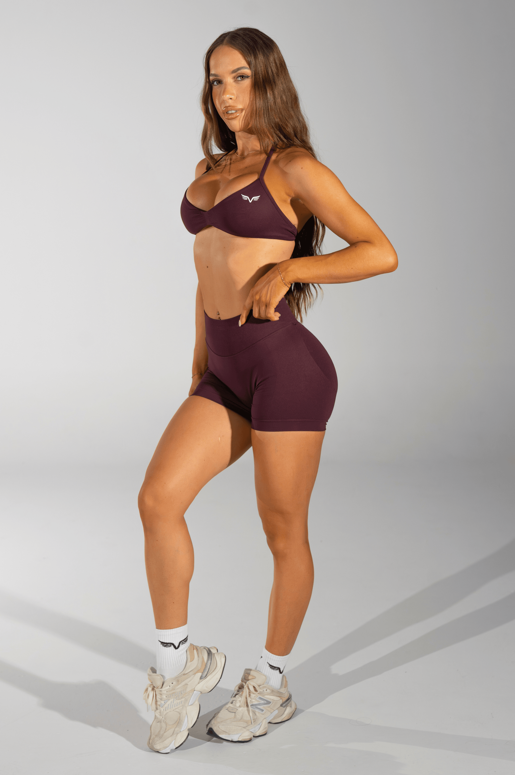 Club Athletica Flex Sem Costura Ruched Crop Top Mocha Aveludado