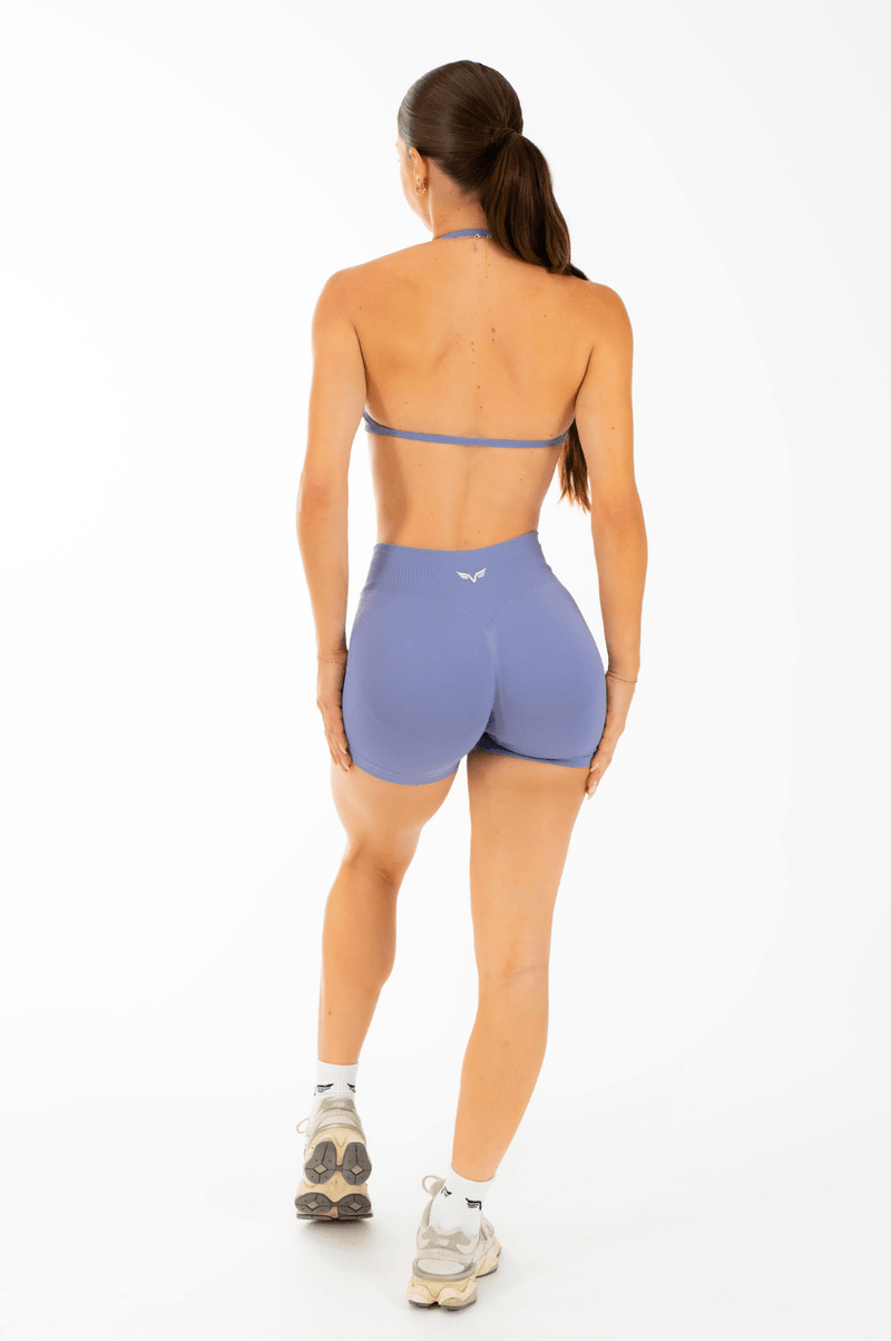Club Athletica Flex Seamless Ruched Crop Top Moonstone Blue