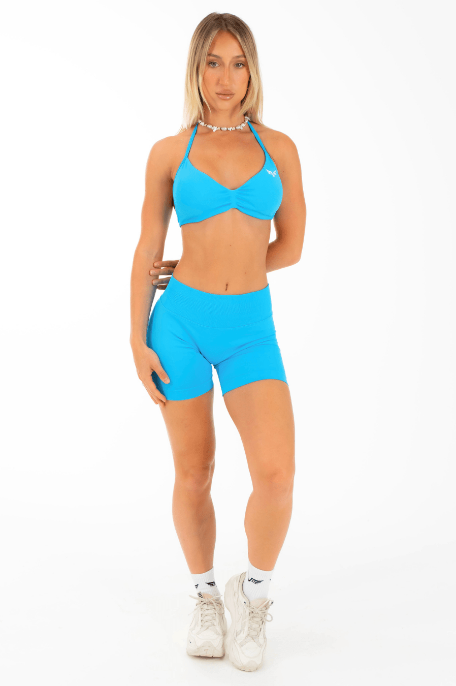 Club Athletica Flex Sem Costura Ruched Crop Top Paradise Blue