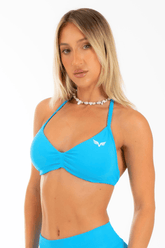 Club Athletica Flex Sem Costura Ruched Crop Top Paradise Blue