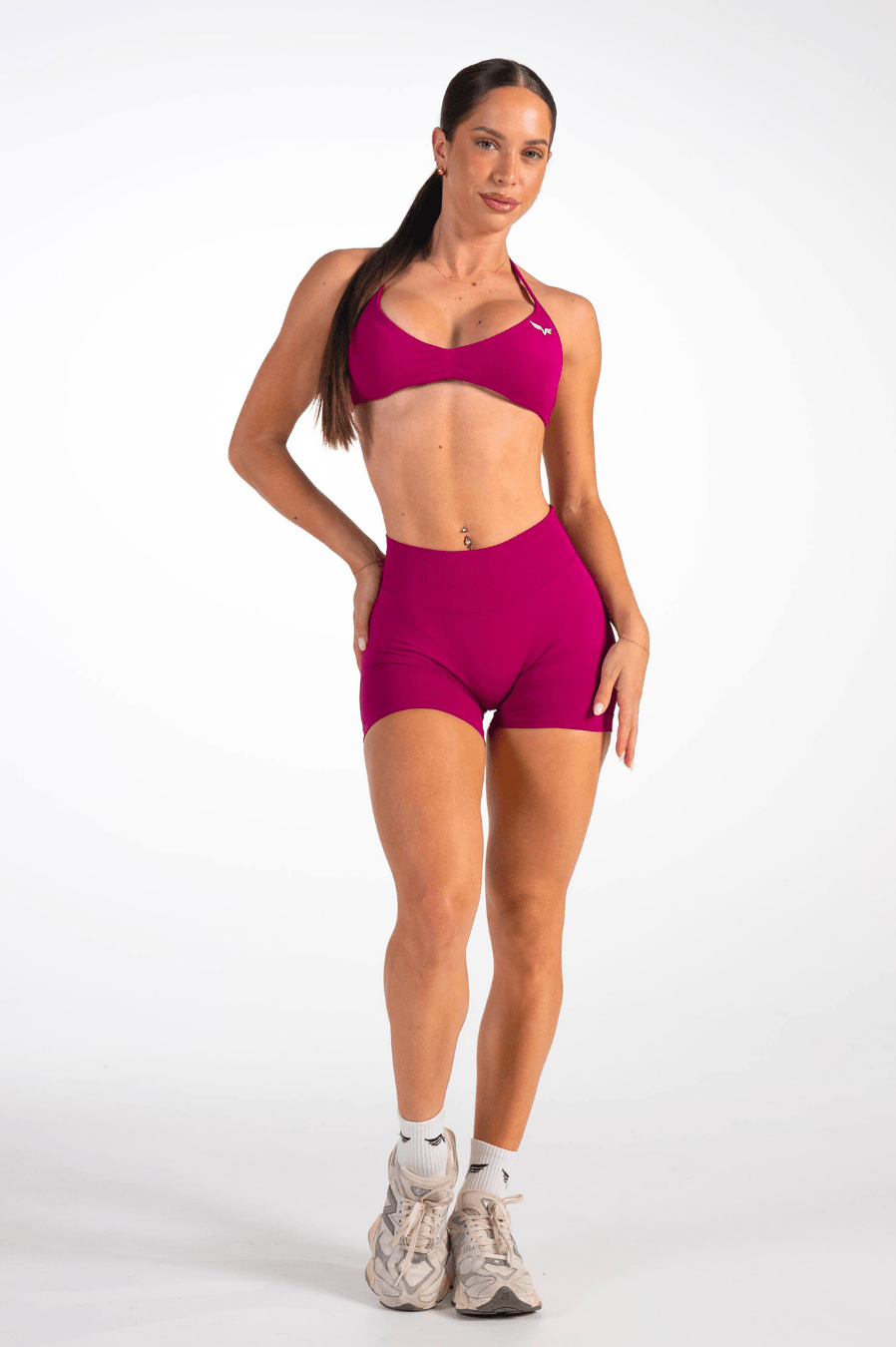 Club Athletica Flex Seamless Ruched Crop Top Raspberry