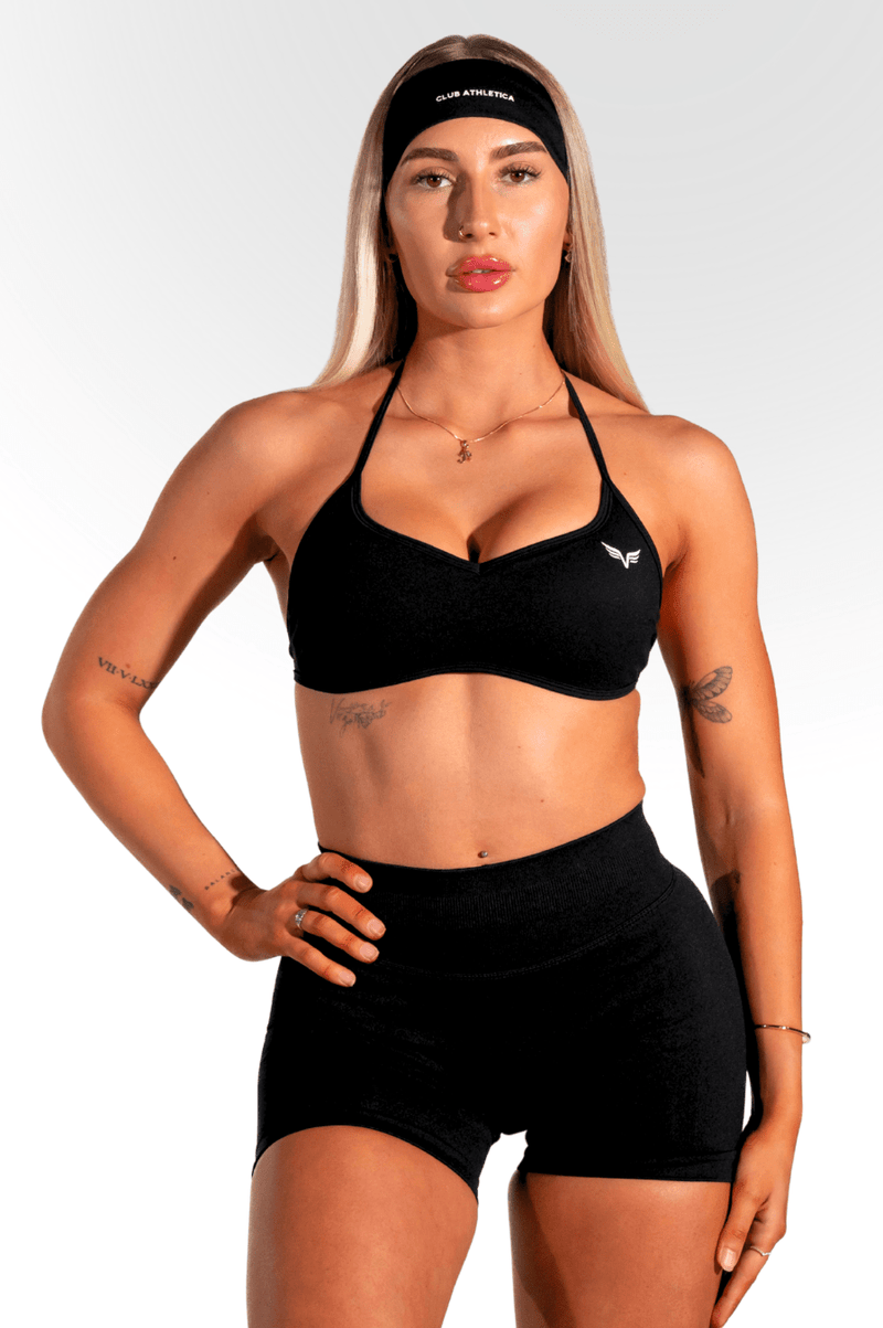 Club Athletica - Staple Minimal Halter Bra - Black