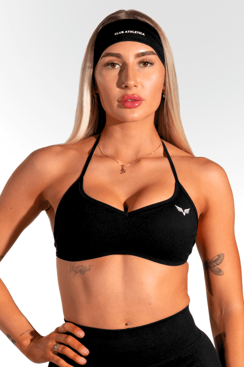 Club Athletica - Staple Minimal Halter Bra - Black