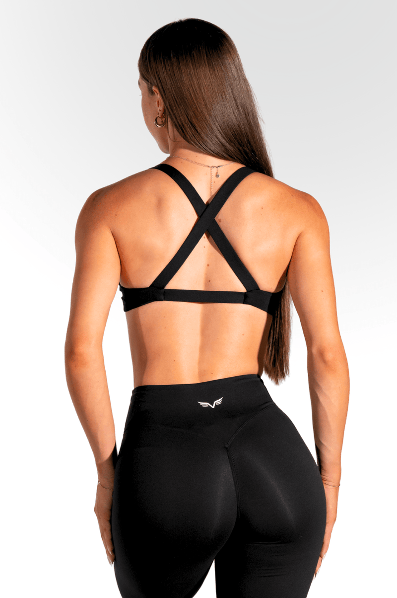 Club Athletica - Staple Twist Cross-Back Crop - Black