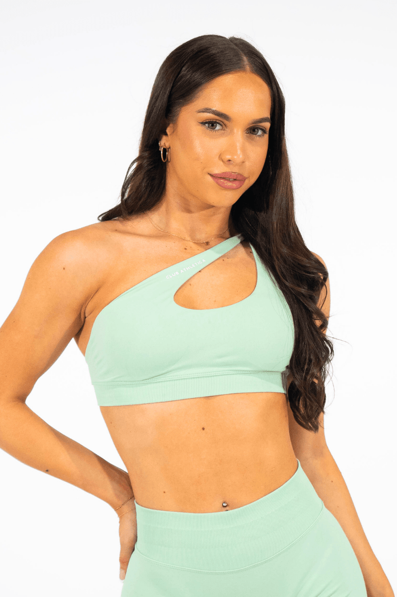 Club Athletica Flex Asymmetric Sports Bra Light Green