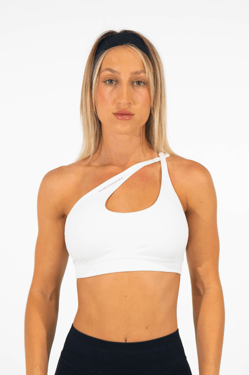 Club Athletica Flex Asymmetric Sports Bra White