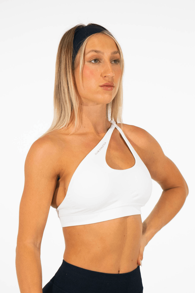 Club Athletica Flex Asymmetric Sports Bra White