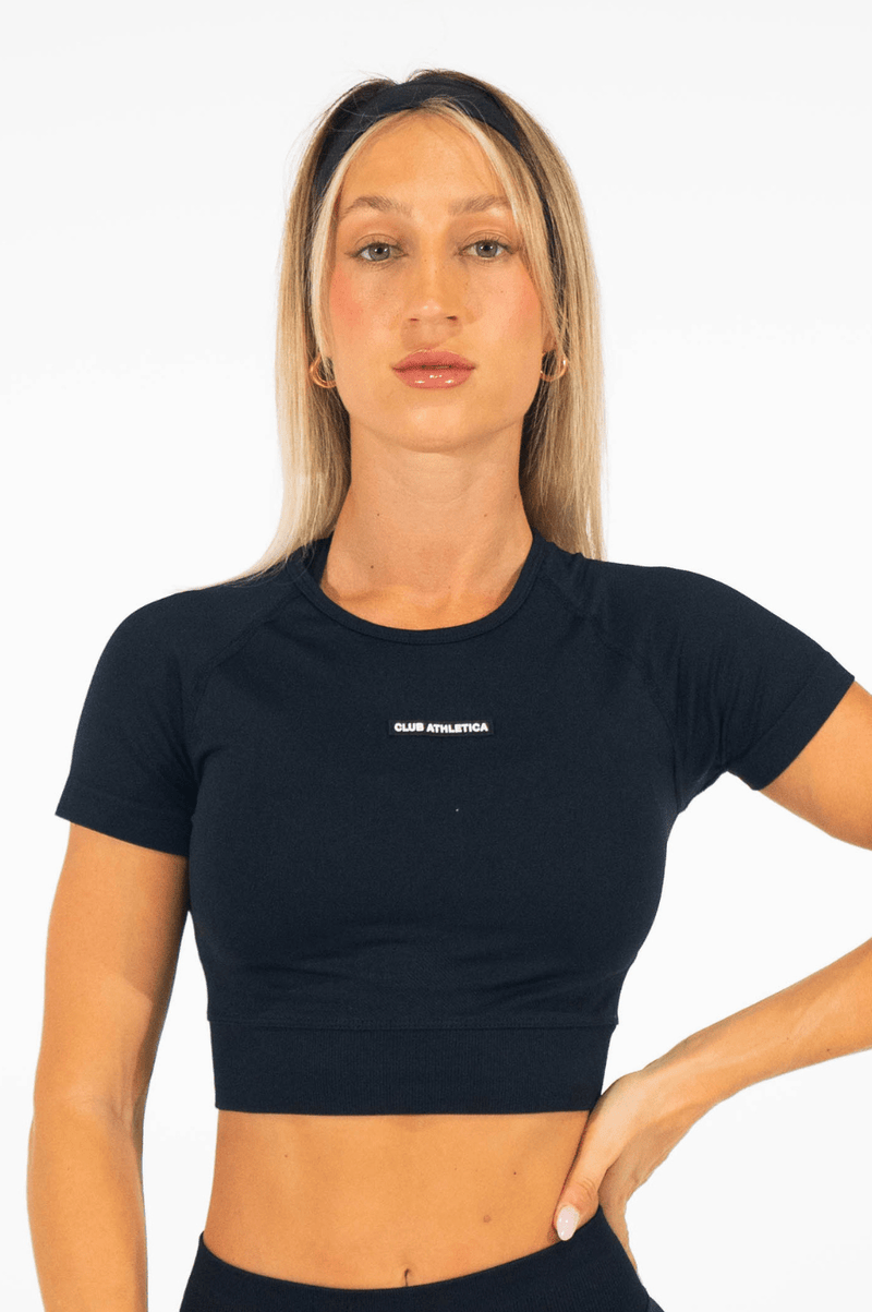 Club Athletica Flex Seamless Crop Top Black