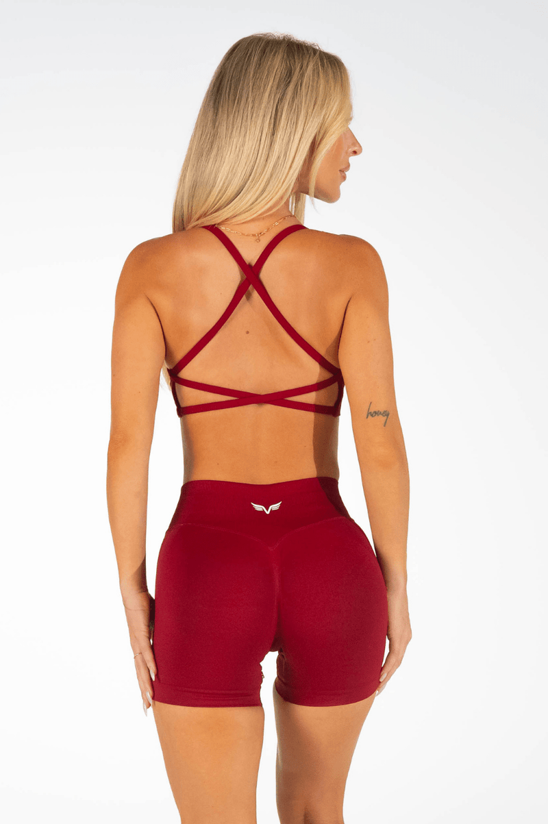 Club Athletica Flex Open Back Strappy Crop Red